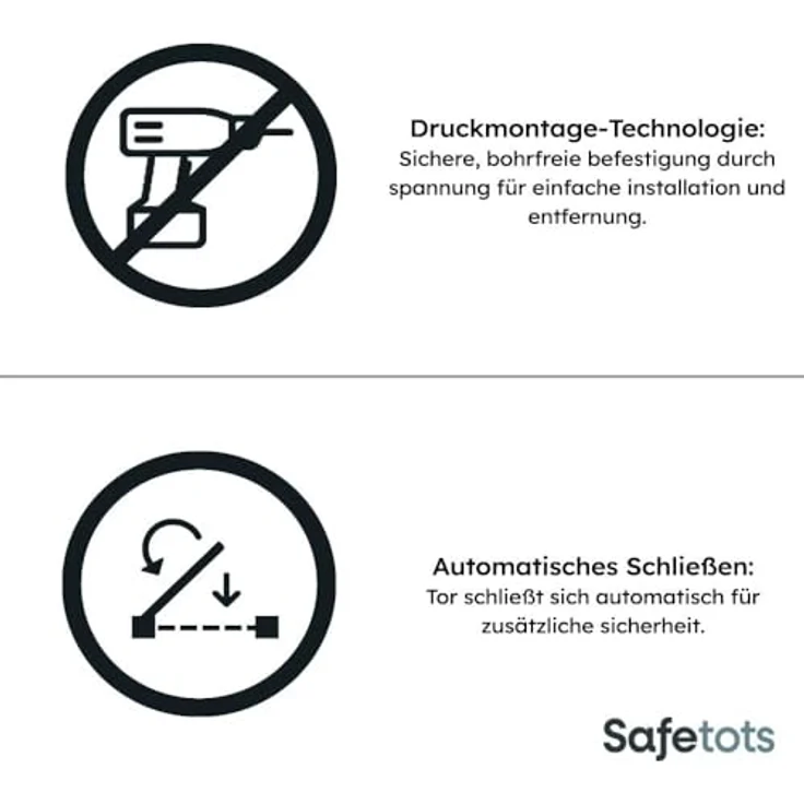 Bettacare Automatisch Schließendes Treppengitter, 89.4cm - 96.4cm, Weiß, Druckmontage-Sicherheitsgitter, Babygitter, Sicherheitsschranke für Türen, Flure und Räume – Bild 5