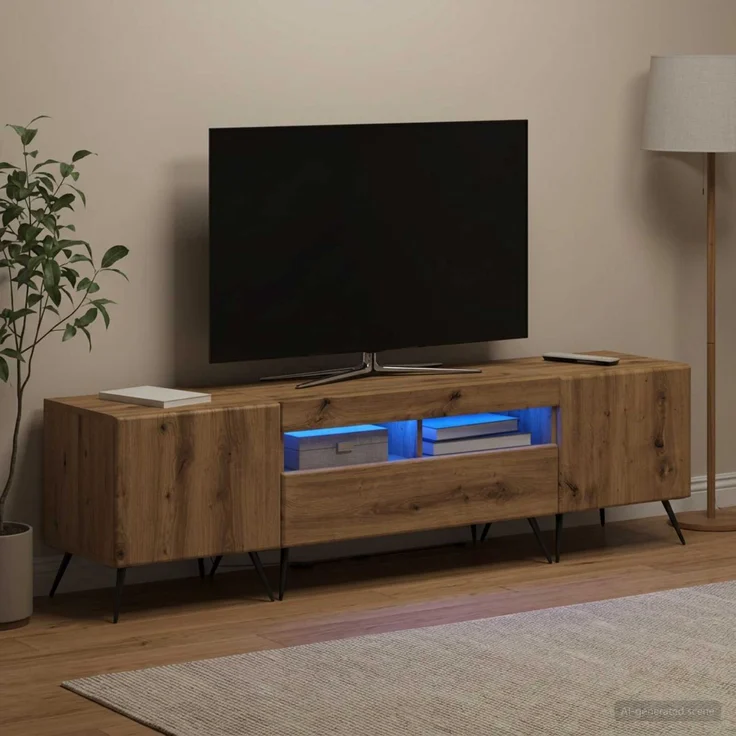 vidaXL LED-TV-Schrank BREDA 3 stk. Artisan-Eiche Holzwerkstoff 3416933 – Bild 3
