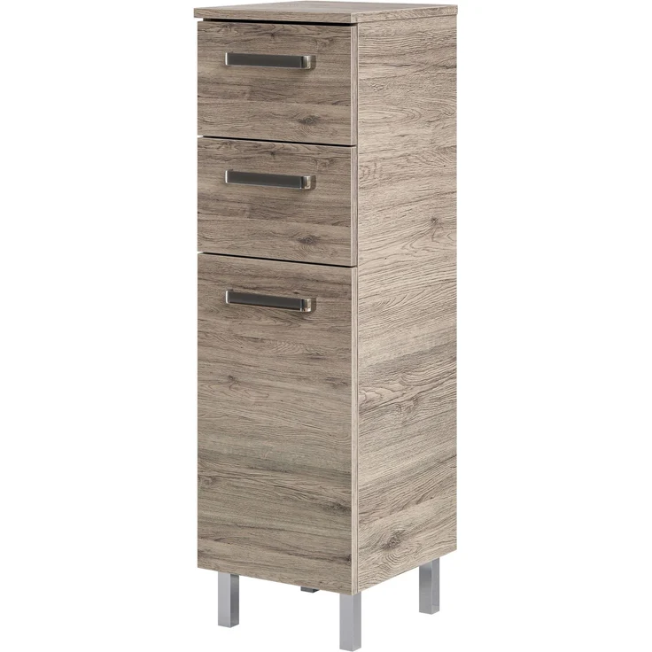 Pelipal Badmöbel-Set Quickset 313, Sanremo Eiche - Waschtischunterschrank, Keramikwaschtisch, Unterschrank, Spiegelschrank, Unterschrank – Bild 5
