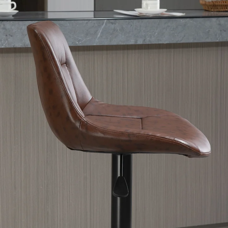 Barhocker 2er Set höhenverstellbare Tresenhocker mit Rückenlehne, drehbarer Bistrohocker aus Kunstleder in Braun, ideal für Küche & Bar--Braun--46.5x50x108cm--YOUDENOVA – Bild 7