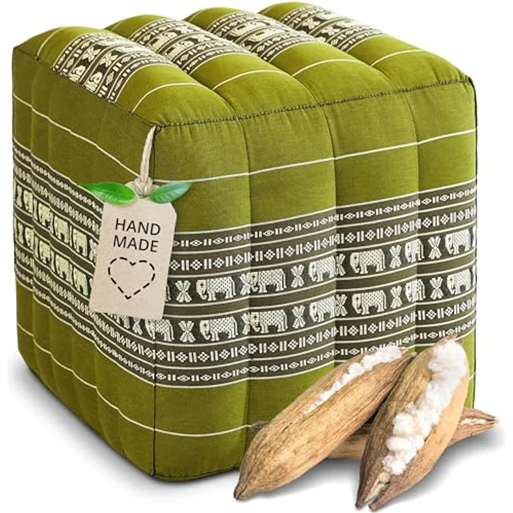 livasia Polsterhocker Würfelkissen, vegan und handgefertigt, 40x40x40cm, Kapok – Bild 2