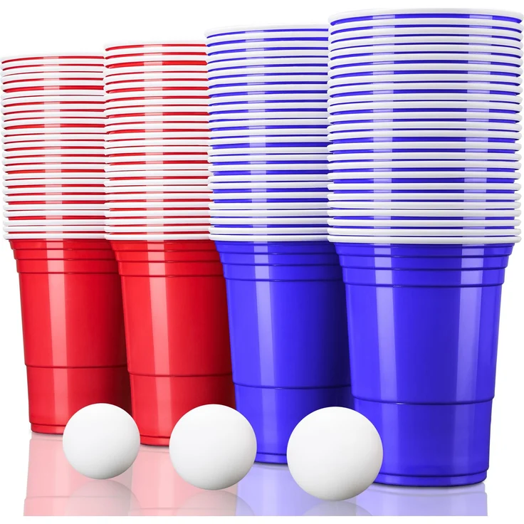 TRESKO Partybecher, 100 Stück, 12 Bälle, Polypropylen rot, 473 ml – Bild 6