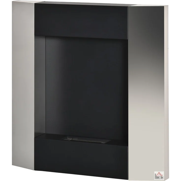 JARDJ Wandmontierter Bioethanolkamin mit 0,7-Liter-Tank und 20 m² Abdeckung, Stahl, 72 x 11 x 72 cm, Silber und Schwarz – Bild 2