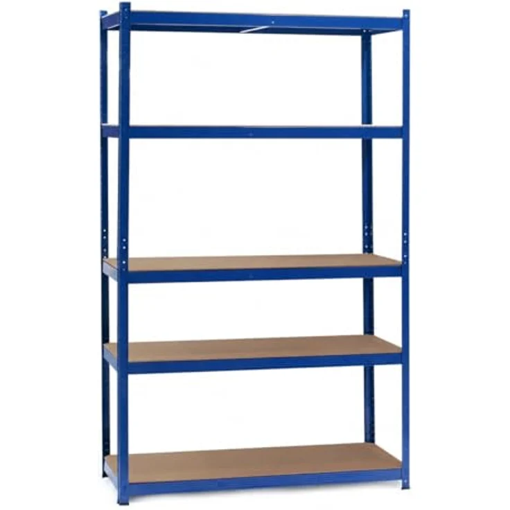 Wiltec Schwerlastregal 100 x 50 x 204 cm, 200kg/Ebene, Steckregal blau, Lastenregal mit 5 Ablagen, Werkstattregal – Bild 6