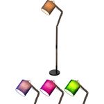 Smart RGB LED Stehlampe, Holz, Textil, grau, schwarz, beweglich, H 172 cm