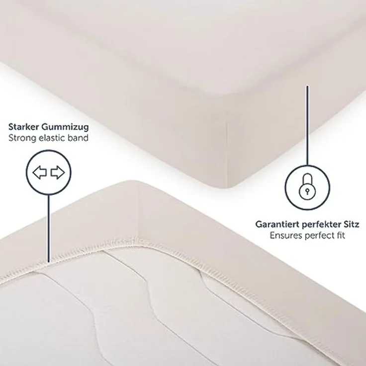 Blumtal® Baumwolle Spannbettlaken für Topper 120x200 cm Basics Jersey - Bettlaken 120x200 cm - Oeko-TEX zertifiziertes Spannbetttuch 120x200 cm - Topper Spannbettlaken 120x200 cm - Elfenbein – Bild 4