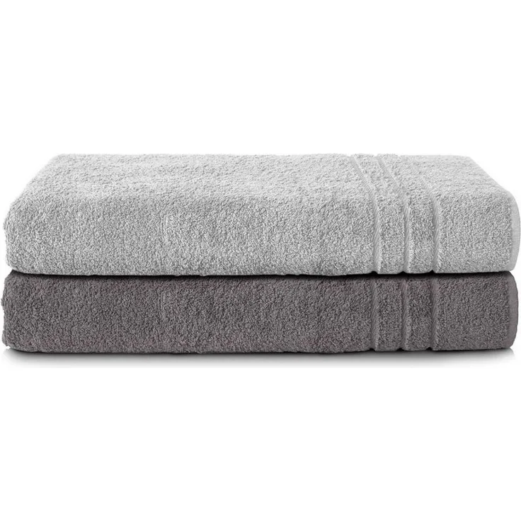 Komfortec 2er Saunatuch Set 80x200 cm aus 100% Baumwolle, XXL-Saunatücher, Sauna Handtuch, Weich, Groß, Frottee, Schnelltrocknend, Anthrazit Grau/Silber