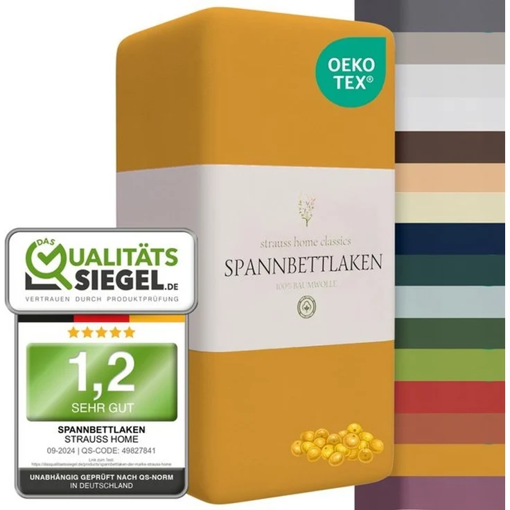 Strauss Home Spannbettlaken Premium, Gummizug: Rundumgummi, 150gr/m2 Premium Jersey 100% Baumwolle – Bild 4