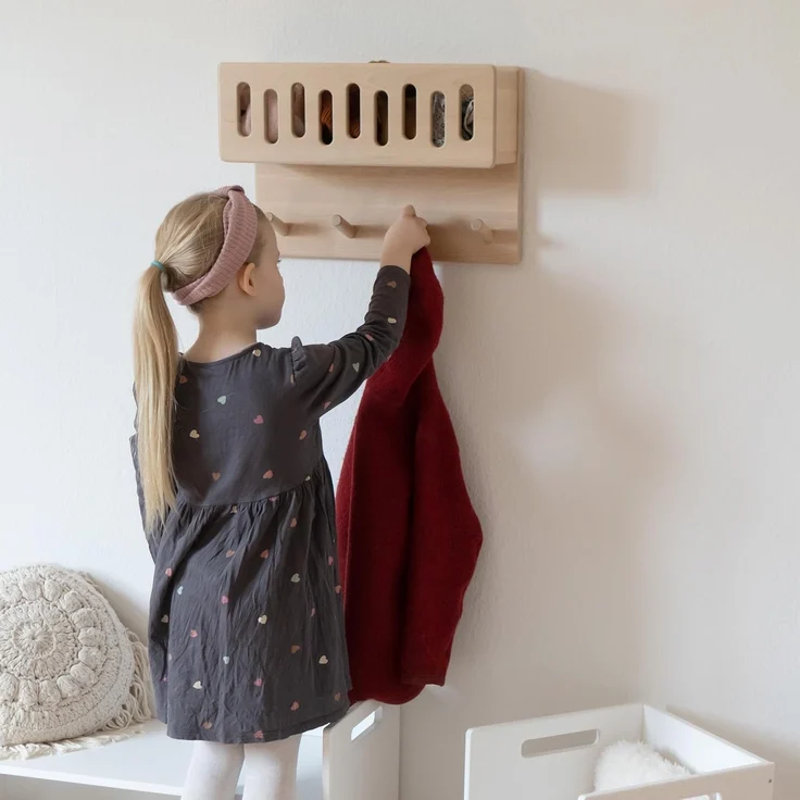Ehrenkind® Kindergarderobe | Aus robusten Holz | Garderobe Kinder | Groß Weiß Kleiderhaken Kinder | geeignet als Wandregal Kinderzimmer | Kleiderhaken Wand | Kinder Kleiderhaken – Bild 3
