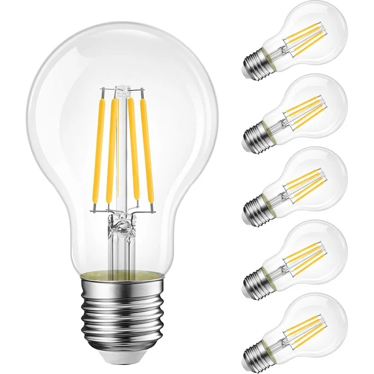 LVWIT 11W E27 Filament LED Glühfaden A60, ultrahell 1521 LM, 2700K Warmweiß, ersatz für 100W Glühlampe, nicht dimmbar, Rustikalampe in Kolbenform, Filamentstil klar (6er Pack)