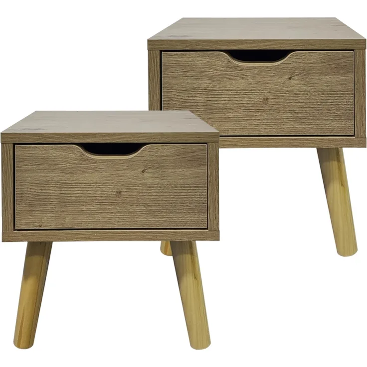 HTI-Living Thekla Artisaneiche Nachttisch 1 Schublade 2er-Set
