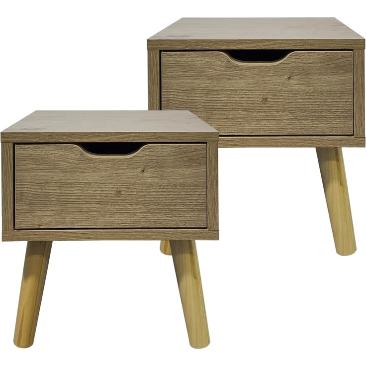 HTI-Living Thekla Artisaneiche Nachttisch 1 Schublade 2er-Set