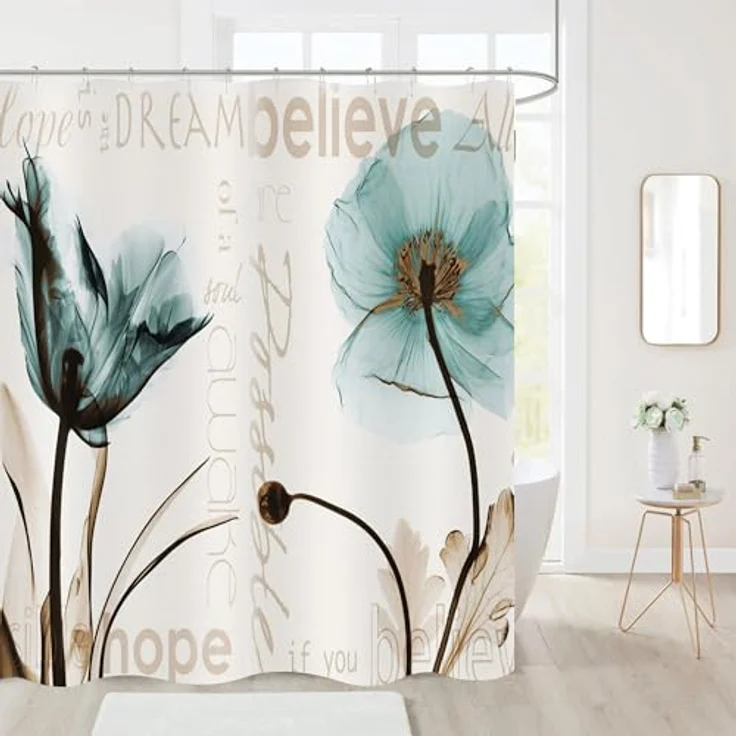 M&W DAS DESIGN Duschvorhang 180x200 Shower curtains Anti schimmel Waschbar Badezimmer gardinen – Bild 3