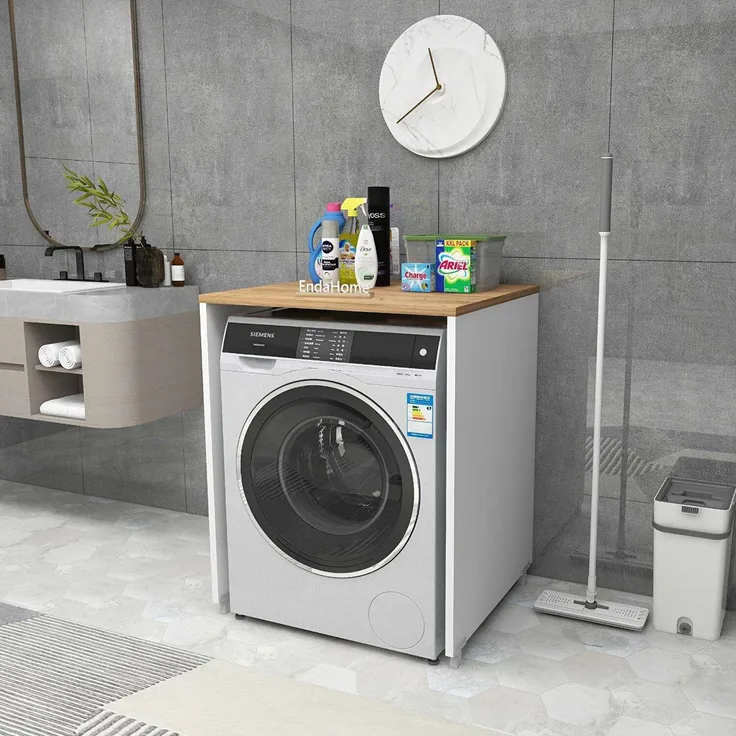 Skye Decor 'Washing Machine - White, Atlantic Pine' Waschmaschinenunterschrank, Weiß / Atlantik-Kiefer, 65 x 87-89 x 60 cm