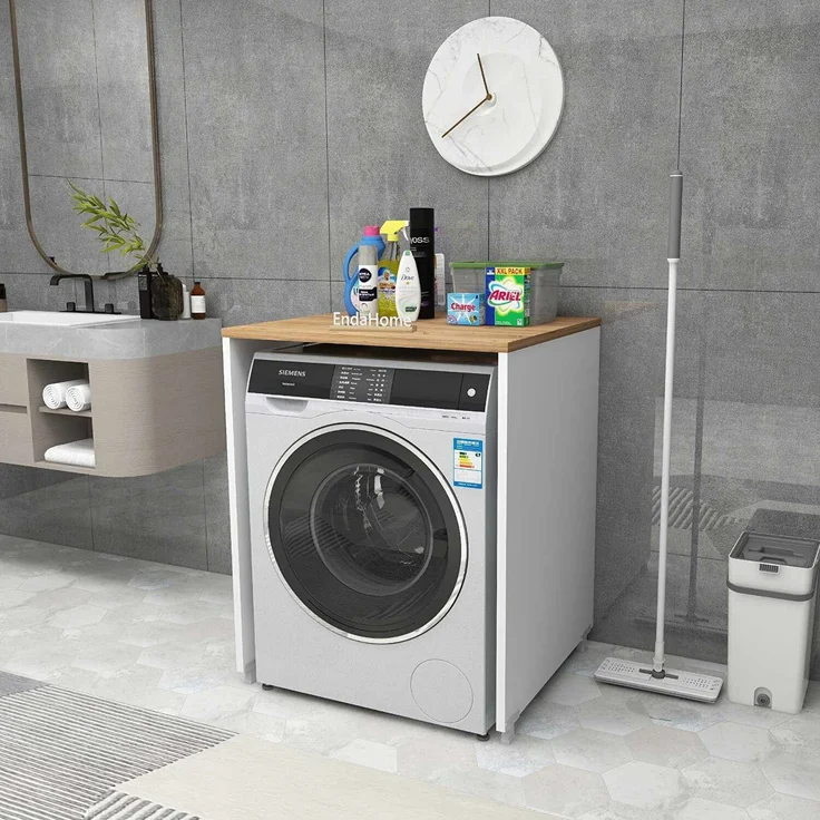 Skye Decor 'Washing Machine - White, Atlantic Pine' Waschmaschinenunterschrank, Weiß / Atlantik-Kiefer, 65 x 87-89 x 60 cm – Bild 1