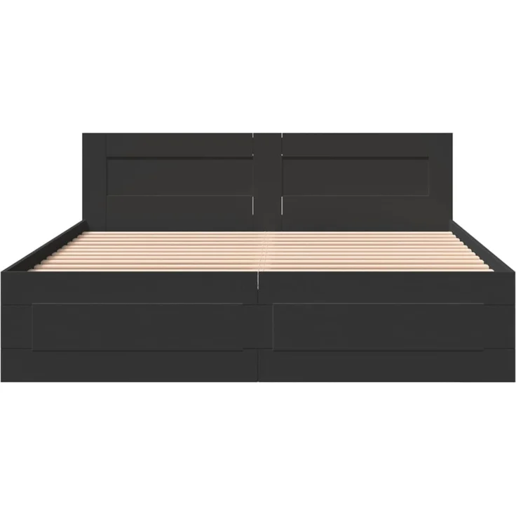 vidaXL Bettgestell mit Kopfteil ohne Matratze Schwarz 160x200 cm 3295549 – Bild 5