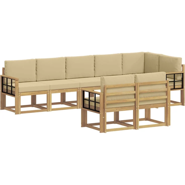 vidaXL Outdoor-Sofagarnitur 8 stk. 8-Sitzer Weiß und Beige 3387817 – Bild 2