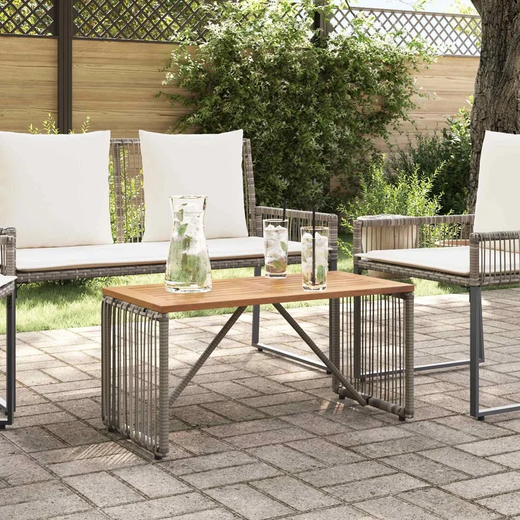 vidaXL Tisch für Outdoor Grau und Braun 80 x 40 x 40 cm Poly-Rattan 42025165 – Bild 4