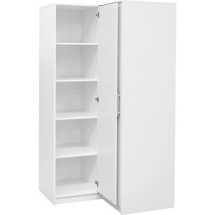 Beautysofa Eckschrank mit 2 Drehtüren, 2 Kleiderstangen und Regale BORA (Weiß) Breite: 108 cm – Bild 3