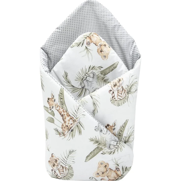 Medi Partners Steckkissen 100% Baumwolle 75x75 cm Einschlagdecke Babyhörnchen doppelseitig weich ganzjährig multifunktional antiallergisch Babys (Safari)