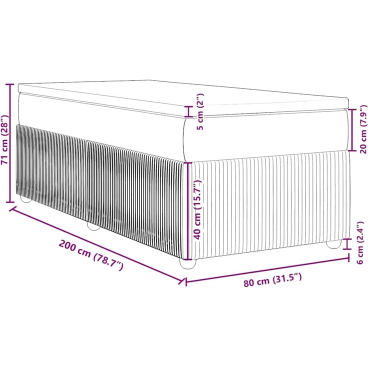 vidaXL Boxspringbett mit Matratze Dunkelgrün 80x200 cm Samt 3285605 – Bild 12