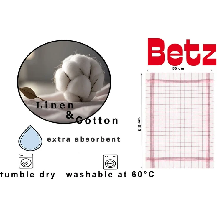 Betz Geschirrtuch 3er Set 50x68 cm Halbleinen Geschirrtücher MCT-12 HL, (3 er Set, 3-tlg, 3 Geschirrtücher 50x68 cm), Geschirrhandtuch Gläsertuch Jacquard Gläsertücher Küchentuch Handtuch – Bild 2