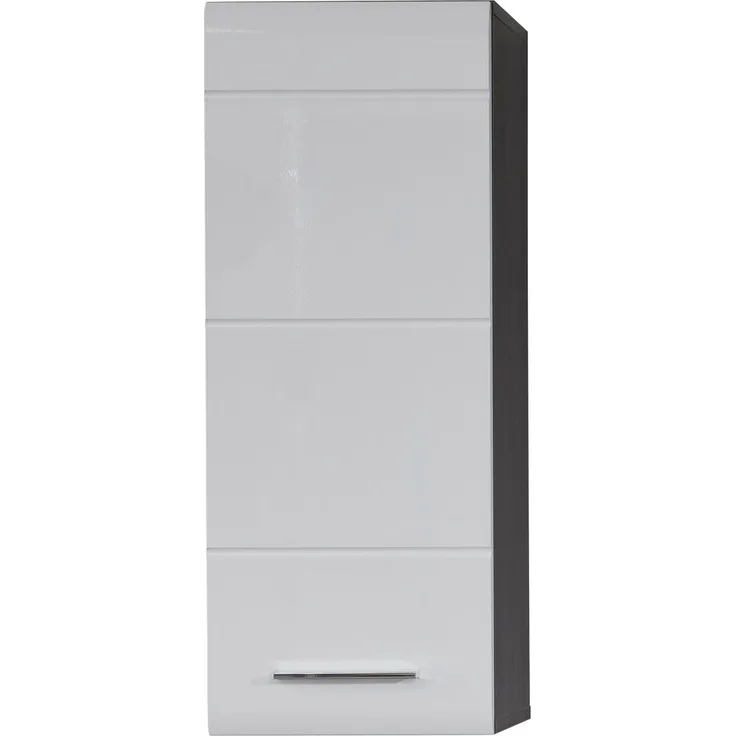 Hängeschrank 'Line', Weiß Hochglanz-Sardegna Rauchsilber