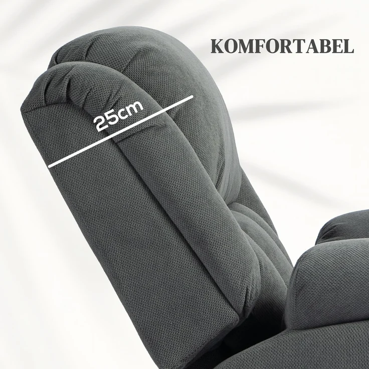 HOMCOM Fernsehsessel mit Aufstehhilfe, Samt, Grau – Bild 7