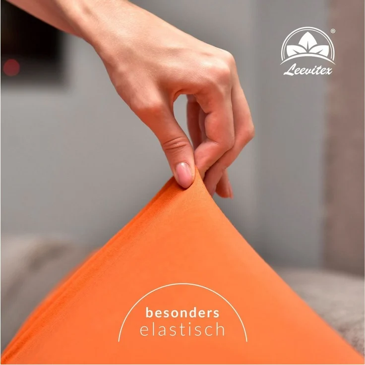 leevitex® Spannbettlaken 90x200cm - 100x200cm | Spannbetttuch Bettlaken | 100% Jersey Baumwolle | Matratzenhöhe bis 25 cm | Öko-Tex | Terrakotta/Dunkelorange – Bild 2