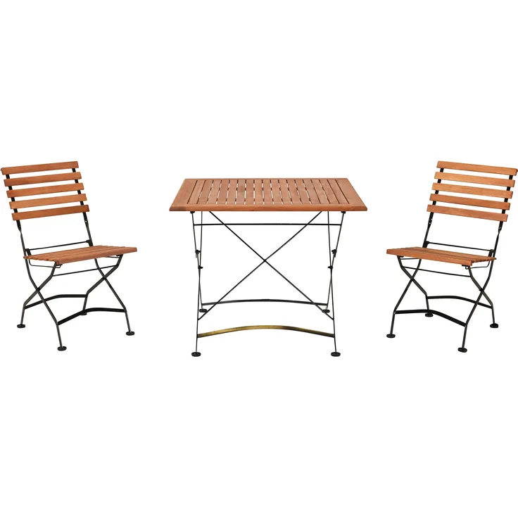Schlossgarten Gartenmöbel Set 3tlg, 2 Klappstühle, Klapptisch 90 x 90 cm
