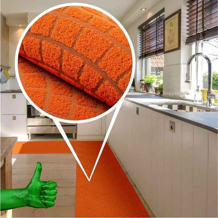 ANRO Küchenläufer Teppichläufer DAVIS Velours Läufer, Eckig, Höhe: 3 mm, Velour – Bild 4