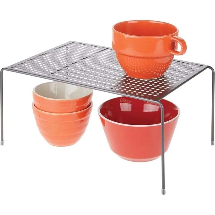 mDesign Küchenregal Geschirrablage Aufbewahrung Organizer 2er Set Metall Grau – Bild 8