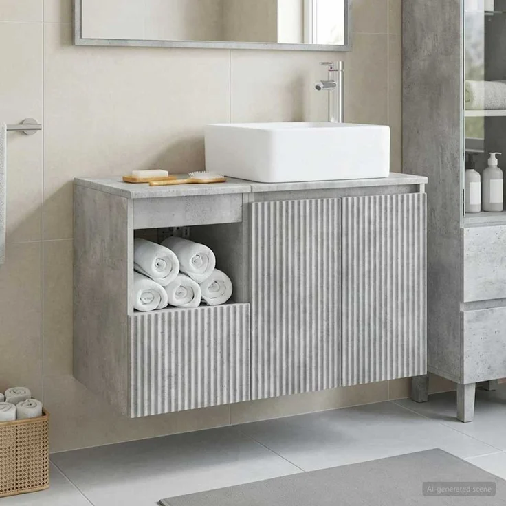 vidaXL Badezimmerschrank-Set 2 stk. Betongrau 79,5 x 41 x 80 cm 3404047 – Bild 1