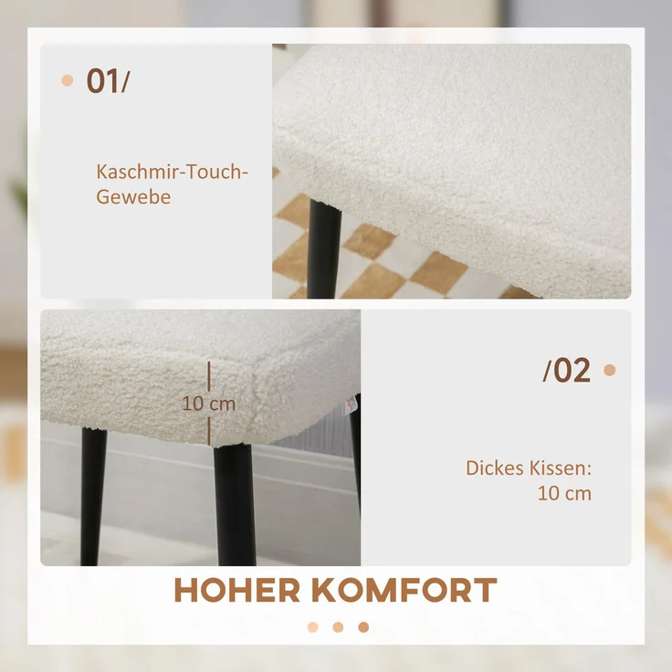 Hocker 42 x 42 x 47 cm, Polyester in Kaschmir-Optik, Stahlbeine, 1 Stück – Bild 4