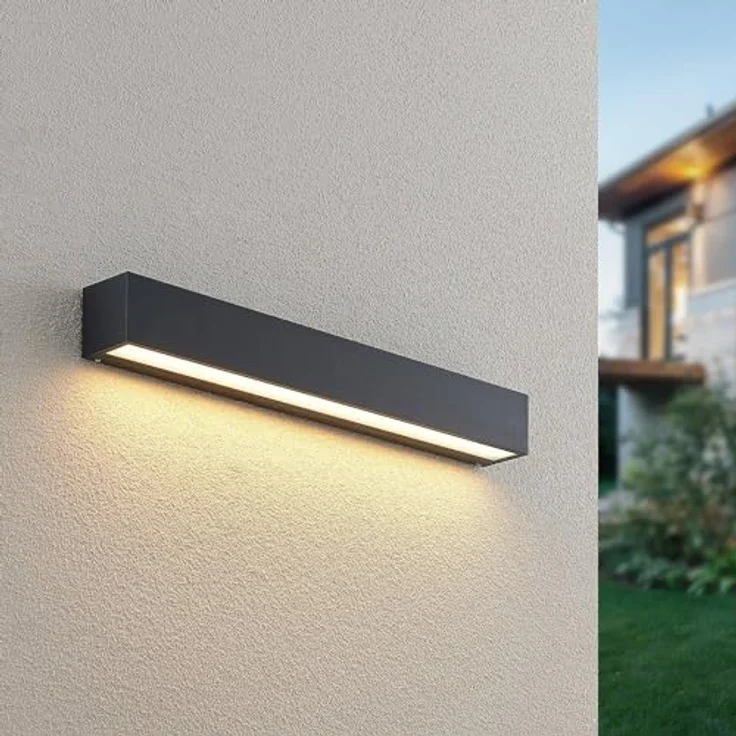 Lucande LED Wandleuchte anthrazit, Downlight Wandstrahler mit 1155lm, IP65, 18W warmweiß 3000K für Außenbereich – Bild 2