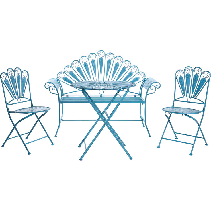 Beliani 'PAVIA' Bistro-Set, Metall Blau