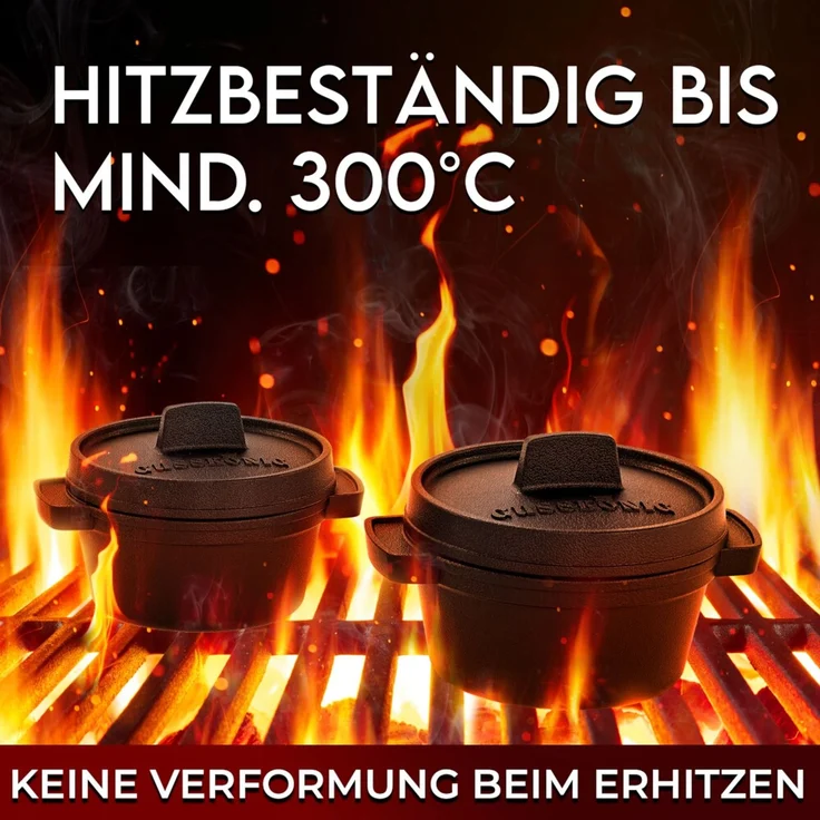 Mini Dutch Oven Set 6er aus Gusseisen – 300 ml Ø 11 cm, bereits eingebrannt, ideal für Vorspeisen & Nachspeisen inkl. Rezeptbuch – Bild 8