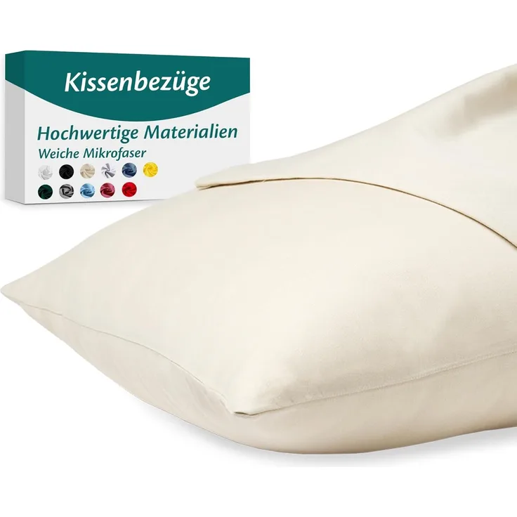 Kissenbezug 40x70 Mikrofaser Premium 2er Set Kissenhülle Deko für Kissen Bett/Sofa Stoff Superweicher Resistent Hypoallergen Anti-Milben Atmungsaktiv Kopfkissenbezug mit Verdecktem Zip Voll Waschbar