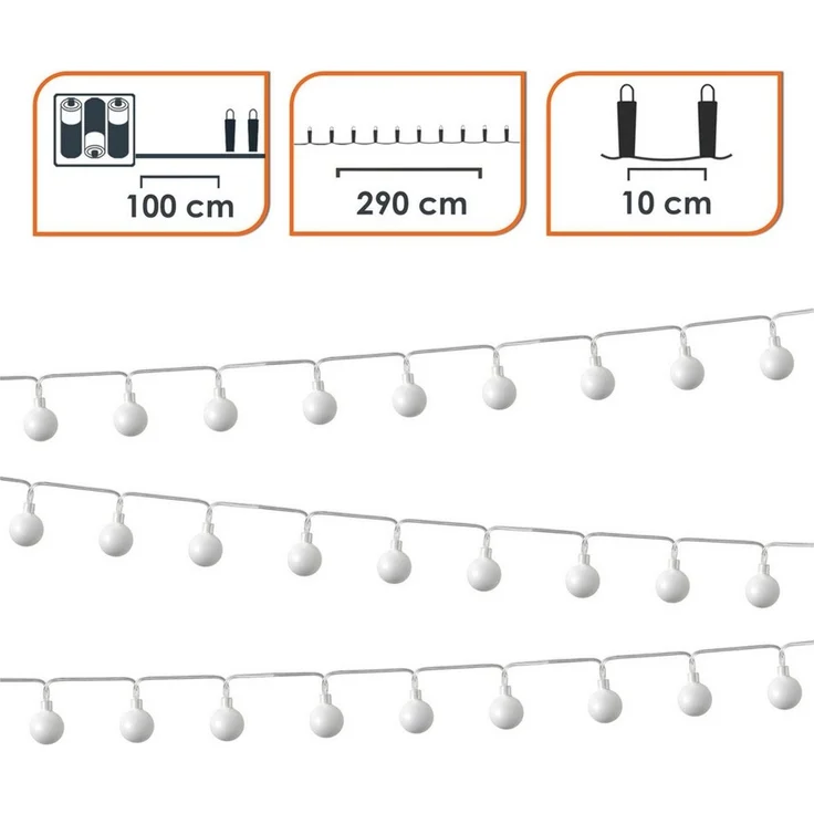 Spetebo LED-Lichterkette Lichterkette 290 cm für Außen mit 30 mini Kugeln, 30-flammig, Automatische Einschaltung bei Dämmerung – Bild 2