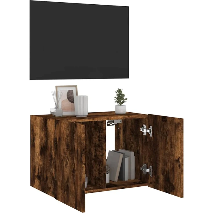 TV-Wandschrank, Fernsehschrank mit LED-Leuchten Räuchereiche 60 x 35 x 41 cm – Bild 7