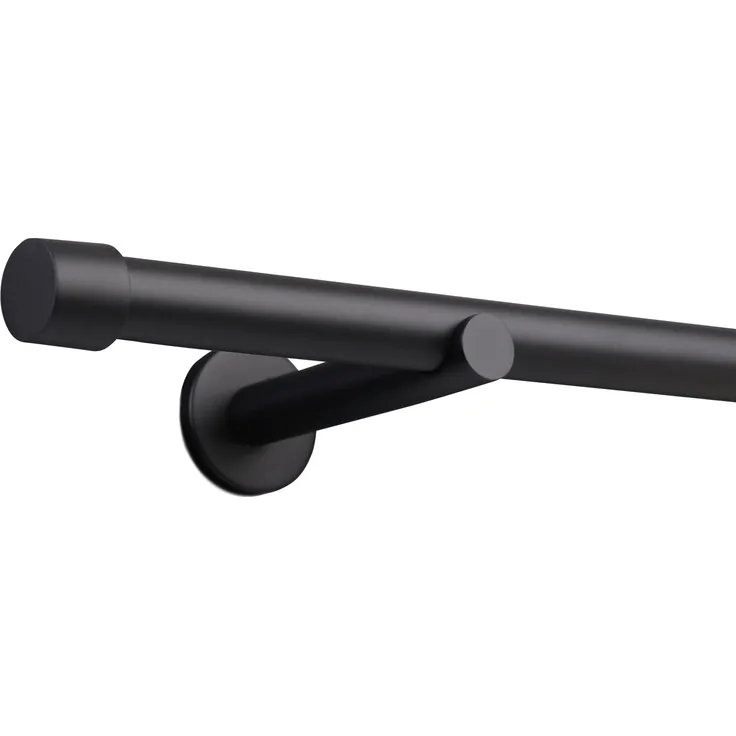 Deco-Raum® Gardinenstange 25mm 1-läufig Kappe | Länge: 420cm | Material: Metall | Farbe: Schwarz