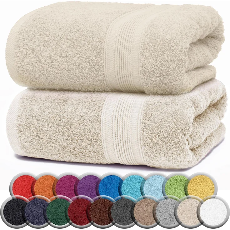 NatureMark 2er Pack SAUNATÜCHER Premium Qualität 80x200cm SAUNATUCH Sauna-Handtuch 100% Baumwolle Farbe: Natur/Creme