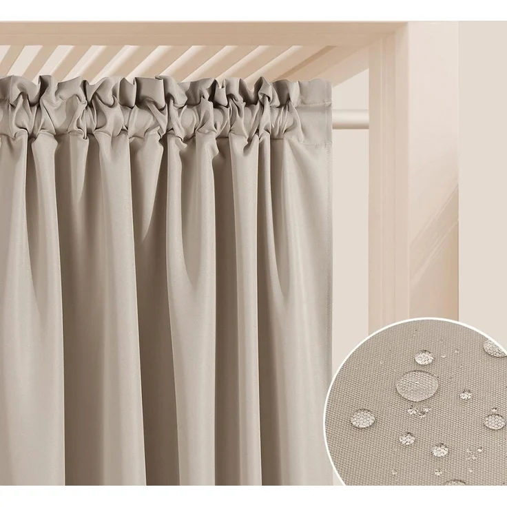 ROOM99 Outdoorvorhäng mit Kräuselband Garden Line 155x220 cm Breite x Höhe Outdoor Vorhang wetterfest Wasserdicht Sichtschutz Sonnenschutz Gardinen Garten Winddicht Beige, 1 Stück – Bild 1