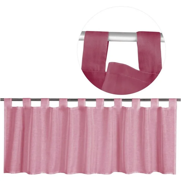 Schlaufen-Bistrogardine in B160cm x L45cm, transparente uni Scheibengardine Voile in vielen verschiedenen Farben erhältlich (bordeaux - beere)
