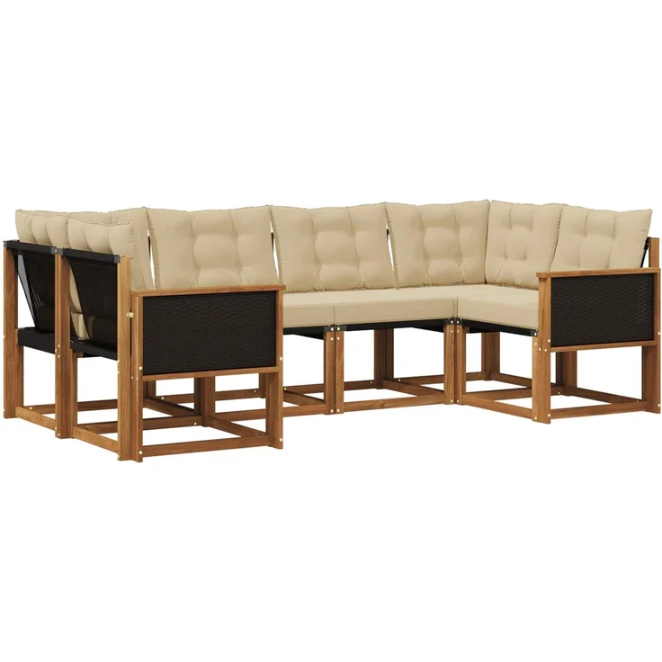 vidaXL Outdoor-Sofagarnitur 6 stk. 6-Sitzer Natur und Beige 3382169 – Bild 2