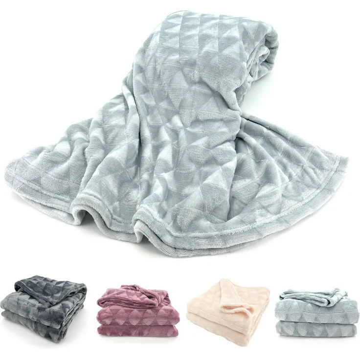 Wohndecke Soft Flanell Kuscheldecke Triangel Raute Sofadecke, heimtexland, super weich und flauschig, Allergiker geeignet, atmungsaktiv