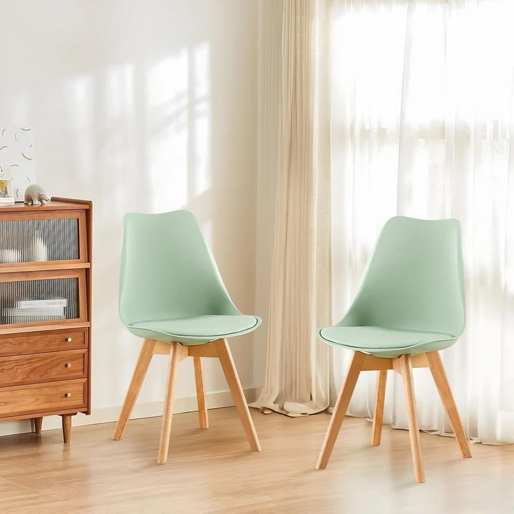 Esszimmerstuhl skandinavisch retro Massivholz 2 Eiscreme Grün – Bild 3