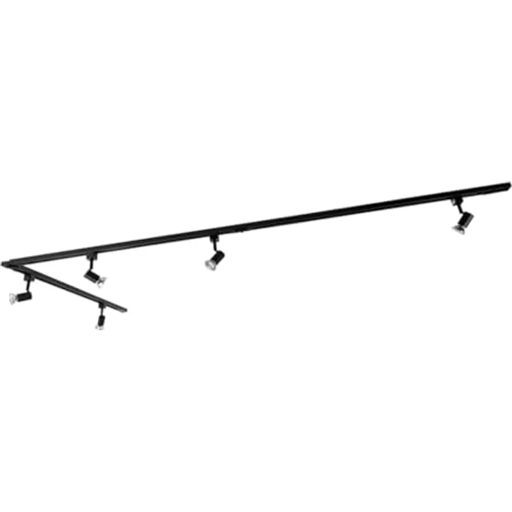 QAZQA Modern Schienensystem Komplettset, 5-flammiger Deckenspot mit GU10 Fassung, dimmbar, Schwarz, für Innenräume