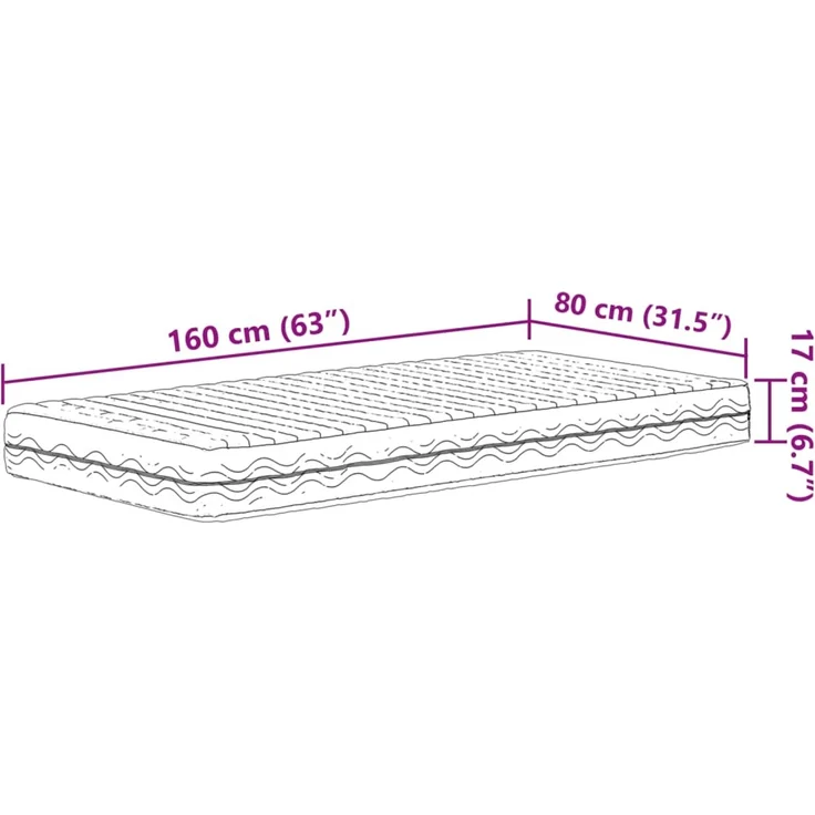 vidaXL Schaumstoffmatratze für Kinder Weiß 80x160 cm Härtegrad H2 H3 4016552 – Bild 9