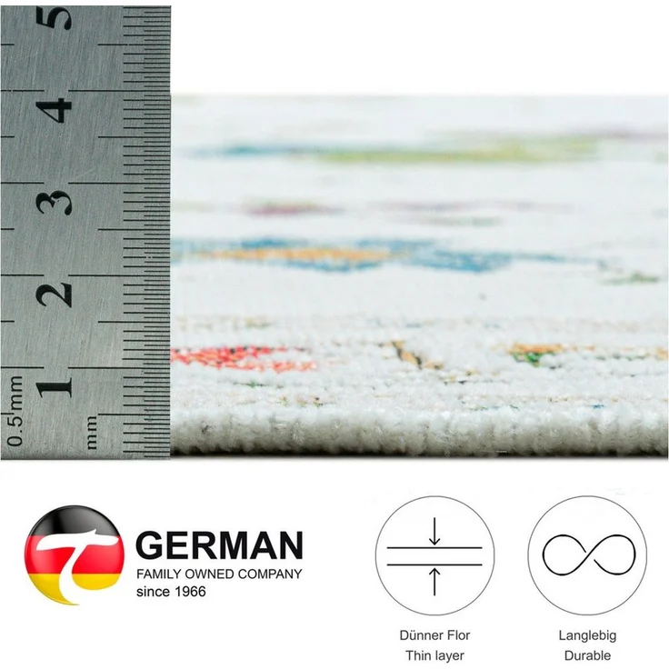 THEKO Teppich Flomi Sagrini, rechteckig, Höhe: 4 mm, Flachgewebe, Pastell-Farben, Blumen Design, mit Bordüre – Bild 2